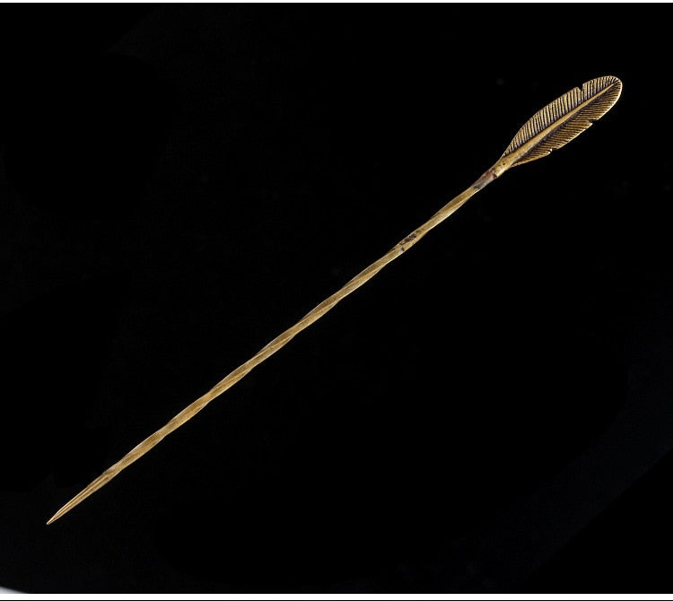 Brass Cigar Needle- Feather