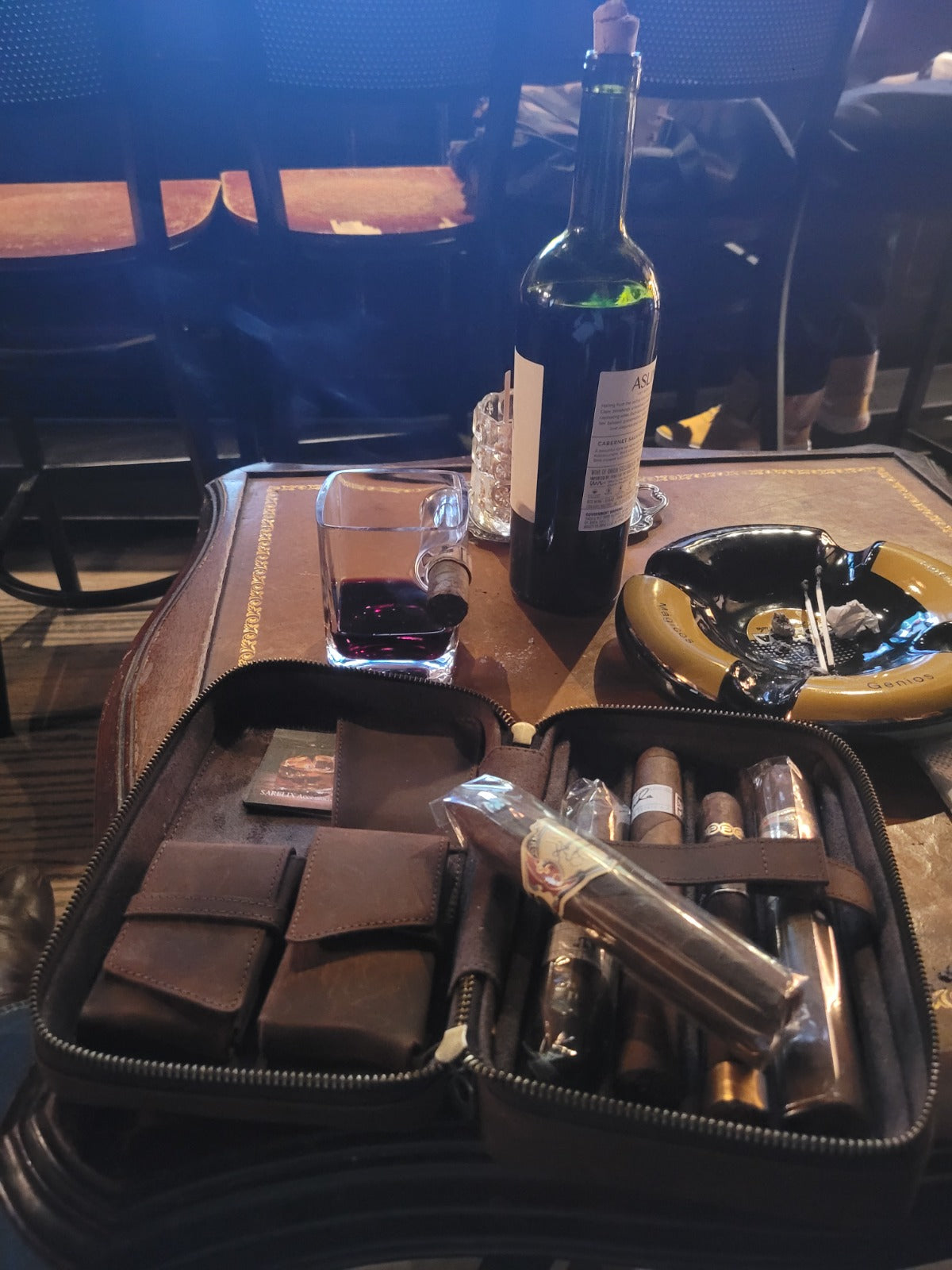 Genuine Leather Travel Cigar Storage Holder