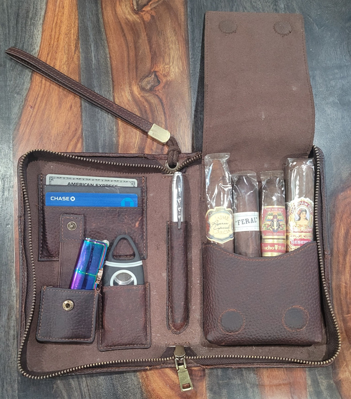 Multifunctional Leather Travel Cigar Case